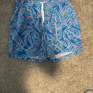 Chubbies Men’s The Cruise It or Lose It Stretch Swim Trunks- M- 5.5in- Blue/Pink